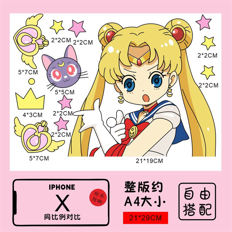 Sailor Moon Suitcase Stickers for Women, Waterproof, No Residue, High-End Ins-Style Luggage Modification Decoration Stickers Sailor Moon Suitcase Stickers for Women, Waterproof, No Residue, High-End Ins-Style Luggage Modification Decoration Stickers
