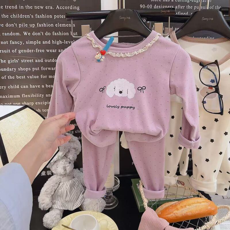 2025新款德绒套装儿童家居服套装男女童 卡通秋衣秋裤睡衣家居服|undefined