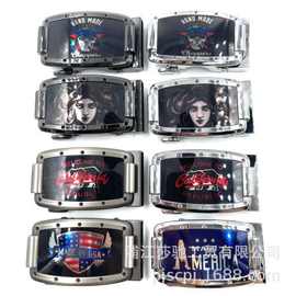 外贸欧美工厂定制锌合金定制各种图片皮带配件自动皮带扣