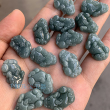 翡翠老蓝水貔貅手链批发 diy手链挂饰危料翡翠蓝水貔貅散件