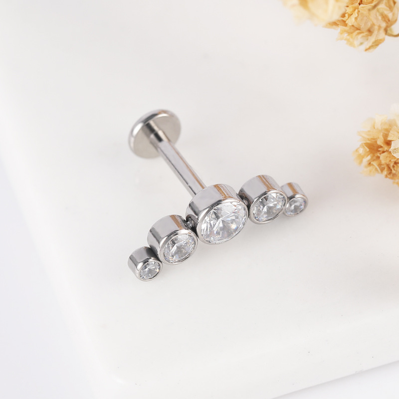 G23 Titanium Diamond Lip Nail Row Diamond Zircon Tongue Nail ASTM F-136 Ear Stud Ear Bone Nail Piercing Jewelry detail image 8
