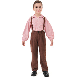 European and American Colonial Farm Boy Clothing Amazon New Alps Brown suspenders suit