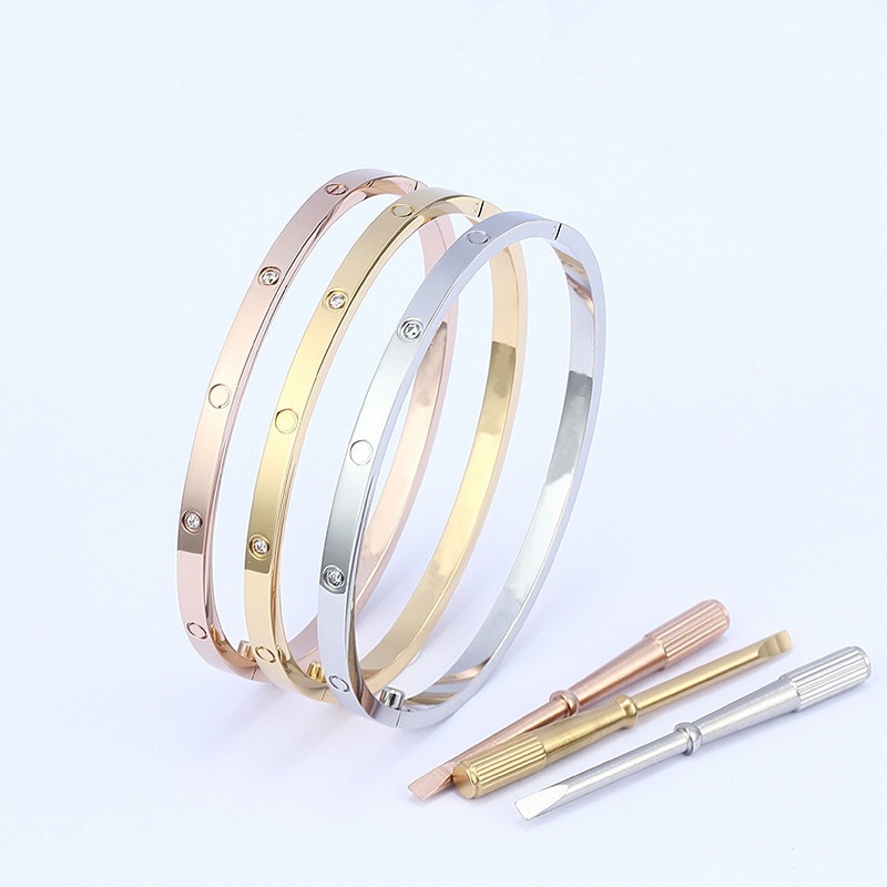 Destornillador tarjeta pulsera estrecha 18K oro rosa Eternal Ring hombres y mujeres no se desvanece pulsera de seis generaciones