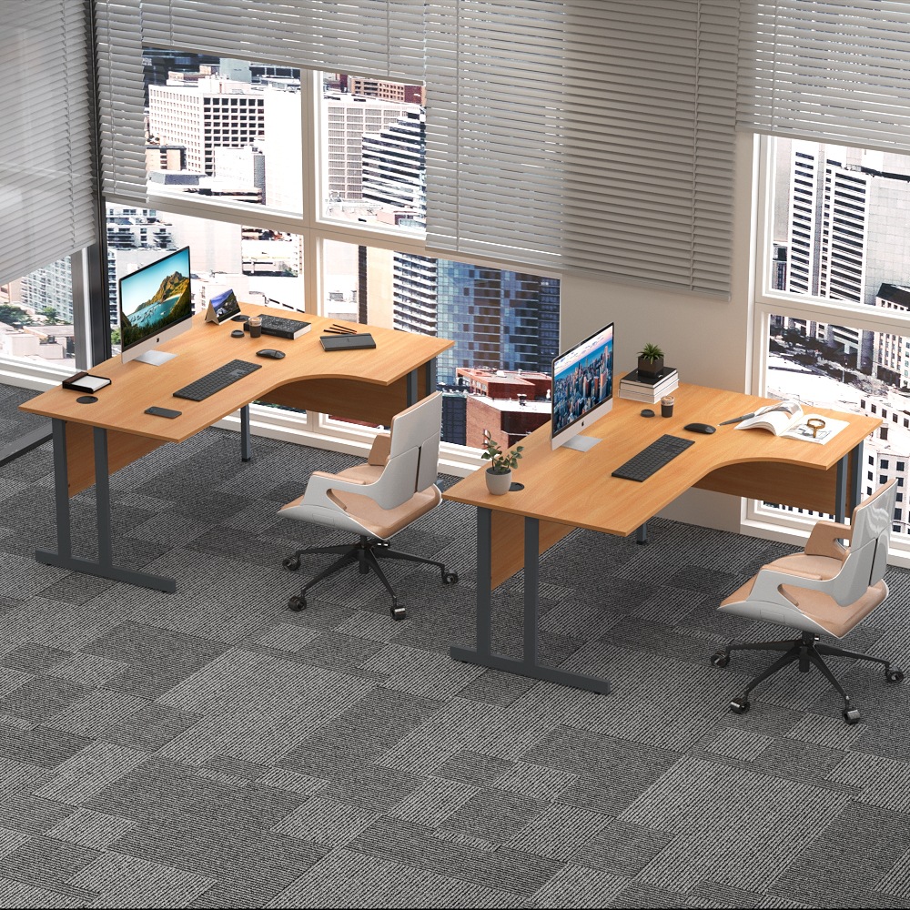 Mesa moderna en forma de L combinación de 2 / 4 / 6 personas asiento de tarjeta simple mesa de trabajo de personal mesa de finanzas fabricante de mesa