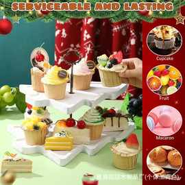 跨境木质甜品架圣诞树形水果零食蛋糕托盘圣诞派对装饰纸杯蛋糕架