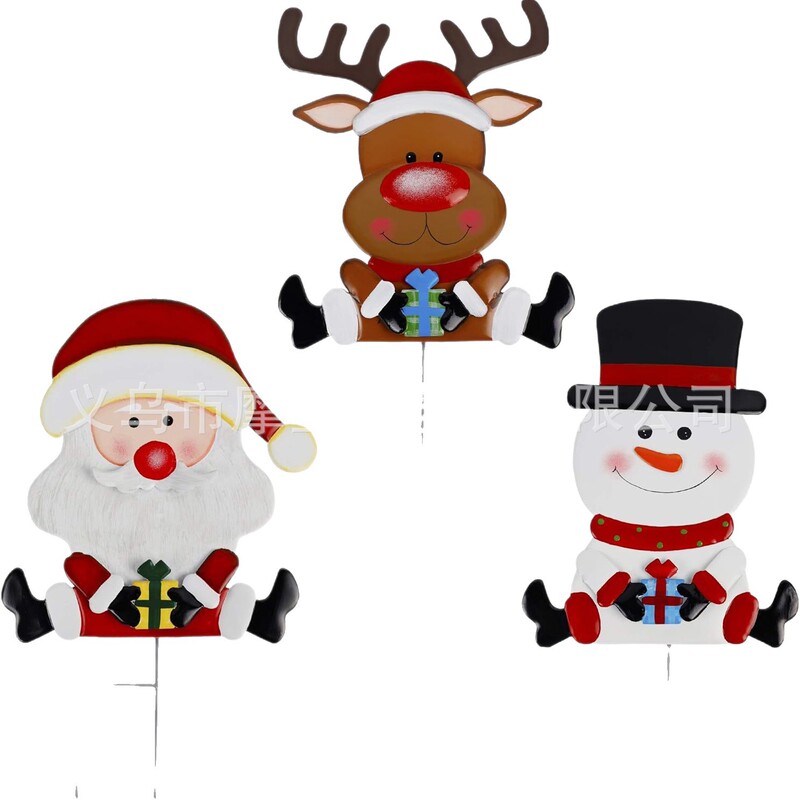 クロスボーダー新しい鉄クリスマスヘラジカサンタジンジャーブレッドマンプラグイン中庭装飾プラグインホリデーデコレーション|undefined
