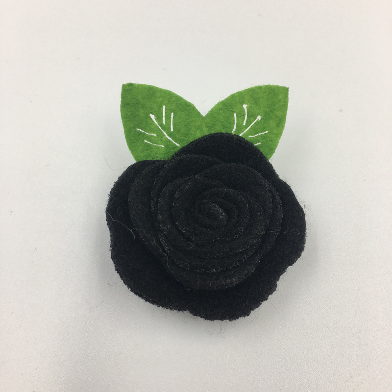 4cm 펠트 천 꽃---검정색
