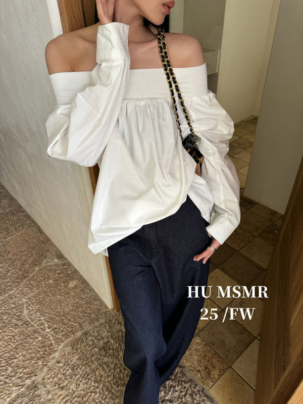 广州十三行HUMSMR秋款上新一字肩气质衬衫C1031|undefined