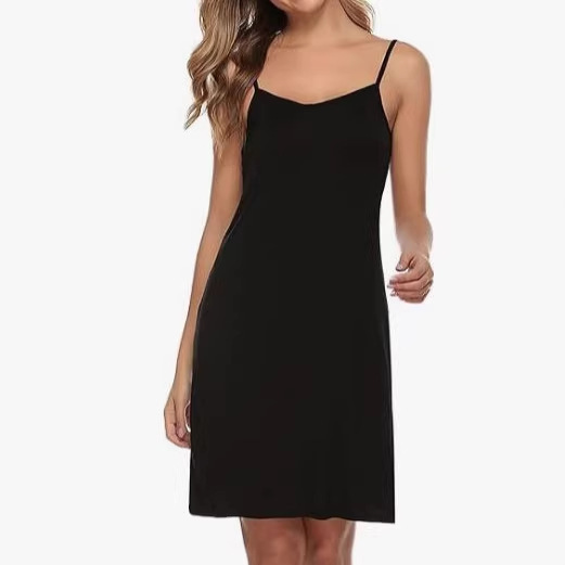 Women's Summer Milk Silk Spaghetti Strap Dress, Mid-Length Sleepwear with V-Neck and Thin Straps Women's Summer Milk Silk Spaghetti Strap Dress, Mid-Length Sleepwear with V-Neck and Thin Straps