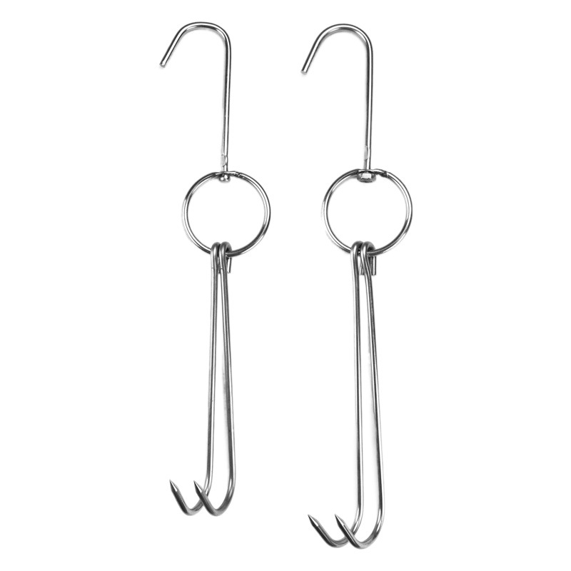 Roast Duck 304 201 Stainless Steel Hook Hanging Hook for Roasting Lamb Leg Barbecue Hook Roast Goose Suckling Pig Roast Chicken Rabbit Barbecue Double Hook