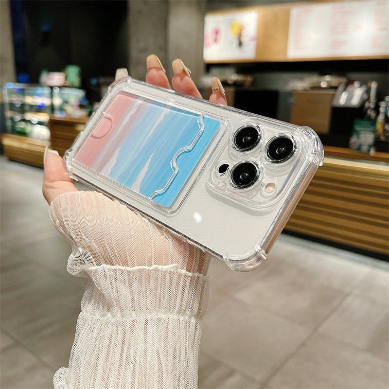 适用iPhone17Promax四角防摔插卡手机壳苹果16透明跨境简约保护套|undefined