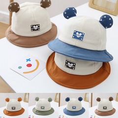 寶寶帽子春夏可愛小熊盆帽時尚拼色男女寶寶漁夫帽防曬遮陽嬰兒帽