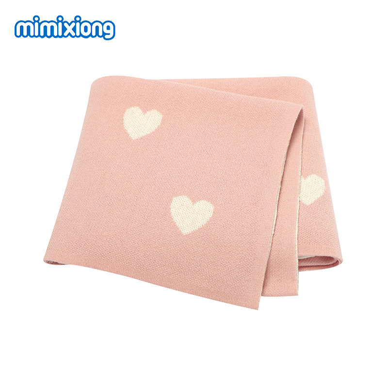 Ins venta caliente transfronteriza nueva manta de punto para bebés y niños pequeños de amor de algodón, manta de aire acondicionado para bebés, alfombra de juego