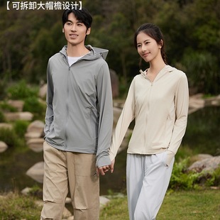 Spot New Style Detachable Brim Ice Silk Men's and Women's Breathable Anti-Uv Women's Summer Jacket Sun Protection Clothing for Men