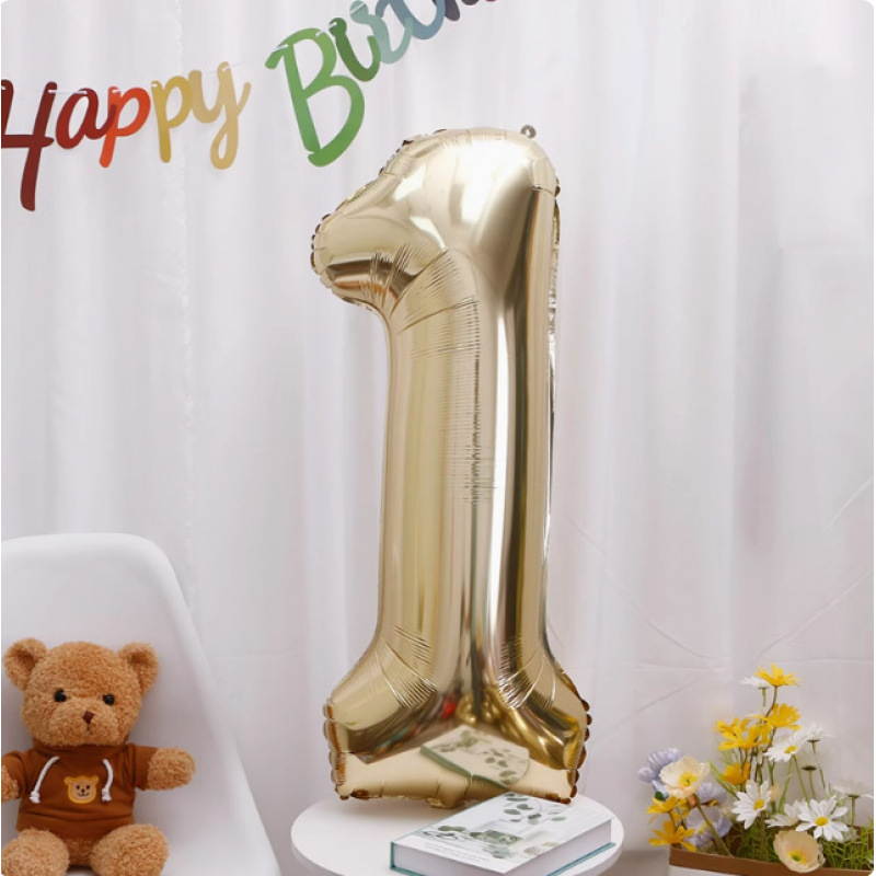 40inch アルミフィルムデジタルバルーン ベビーブルーピンク 女の子の誕生日シーンの装飾 ベビー123歳の誕生日の装飾|undefined