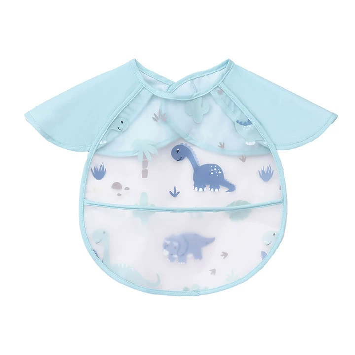 Children's apron, waterproof summer eating bib, thin demi-season thermal underwear for supplementary food, with pocket, anti-dirty, with ties on the back