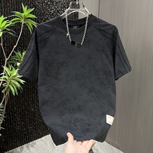 夏季新款短袖T恤男士半袖上衣潮牌轻奢高级感痞帅宽松休闲体恤衫