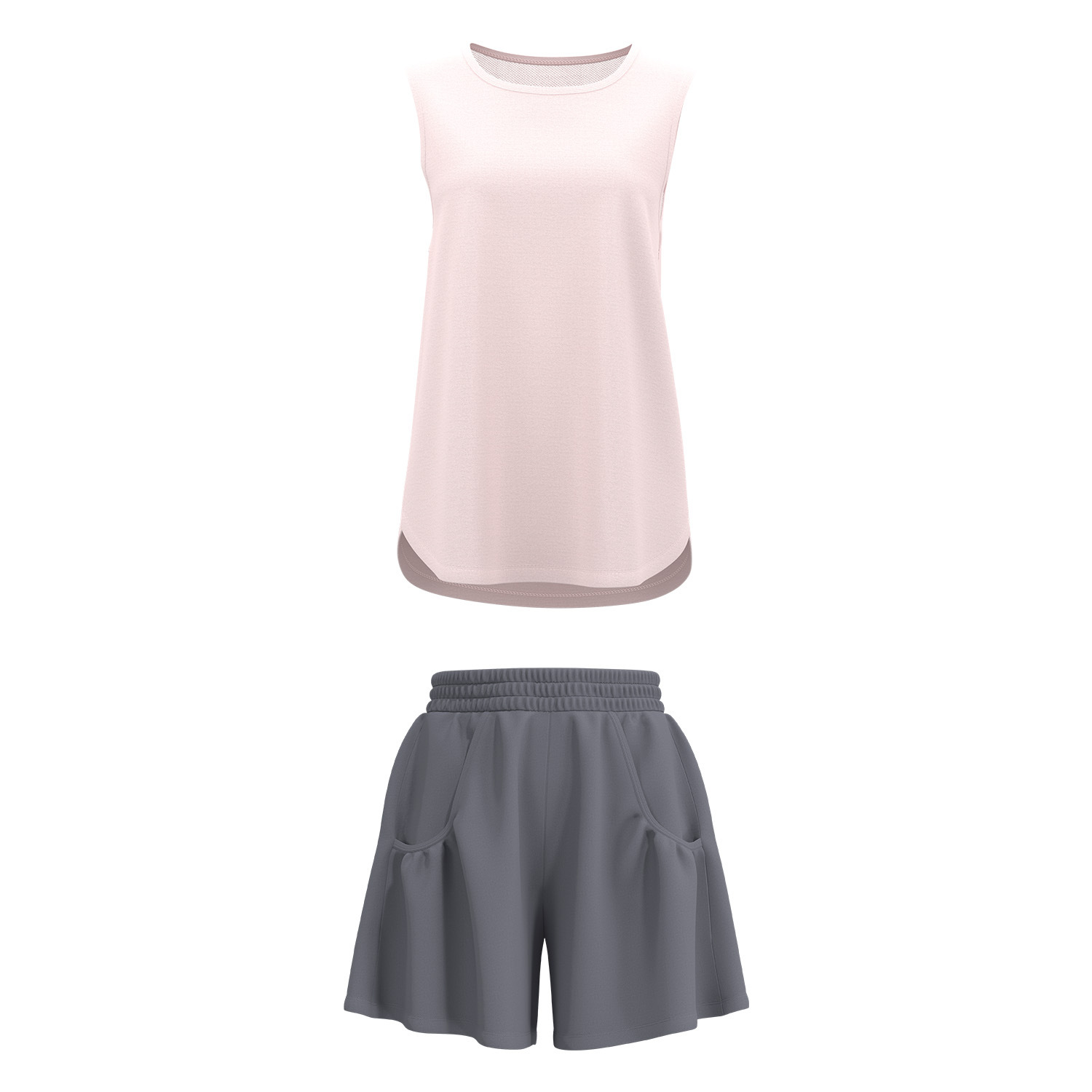 Juyi Tang traje deportivo casual suelto correr malla hermosa espalda sin mangas chaleco camiseta pantalones cortos traje deportivo mujer image 5