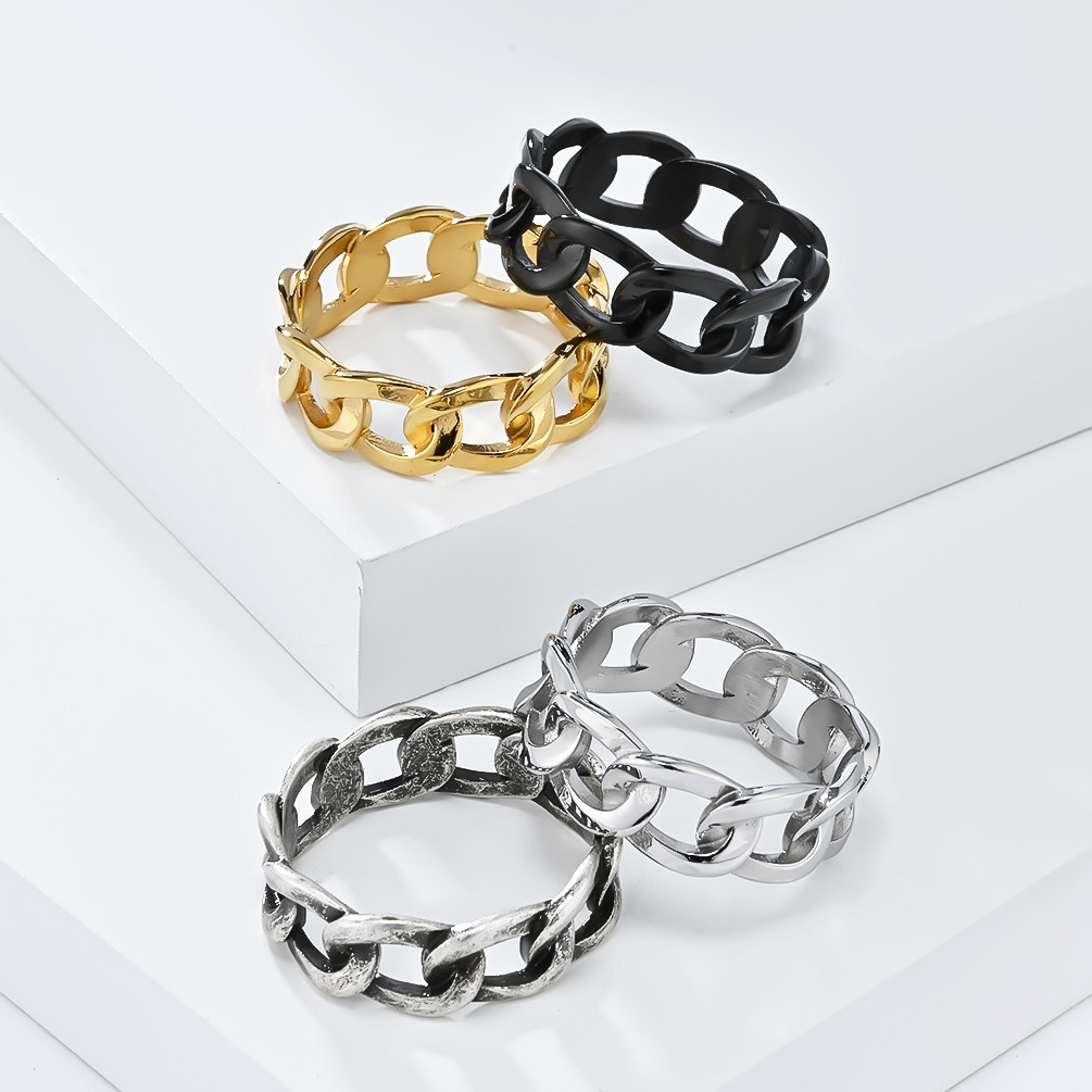 Minimalistischer Cuban Chain Ring Edelstahl Ring Für Paare_voghion.com
