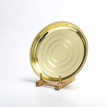 厂家直销不锈钢无磁加厚托盘加厚圆盘加厚光碟盘编纹花盘轻奢古铜