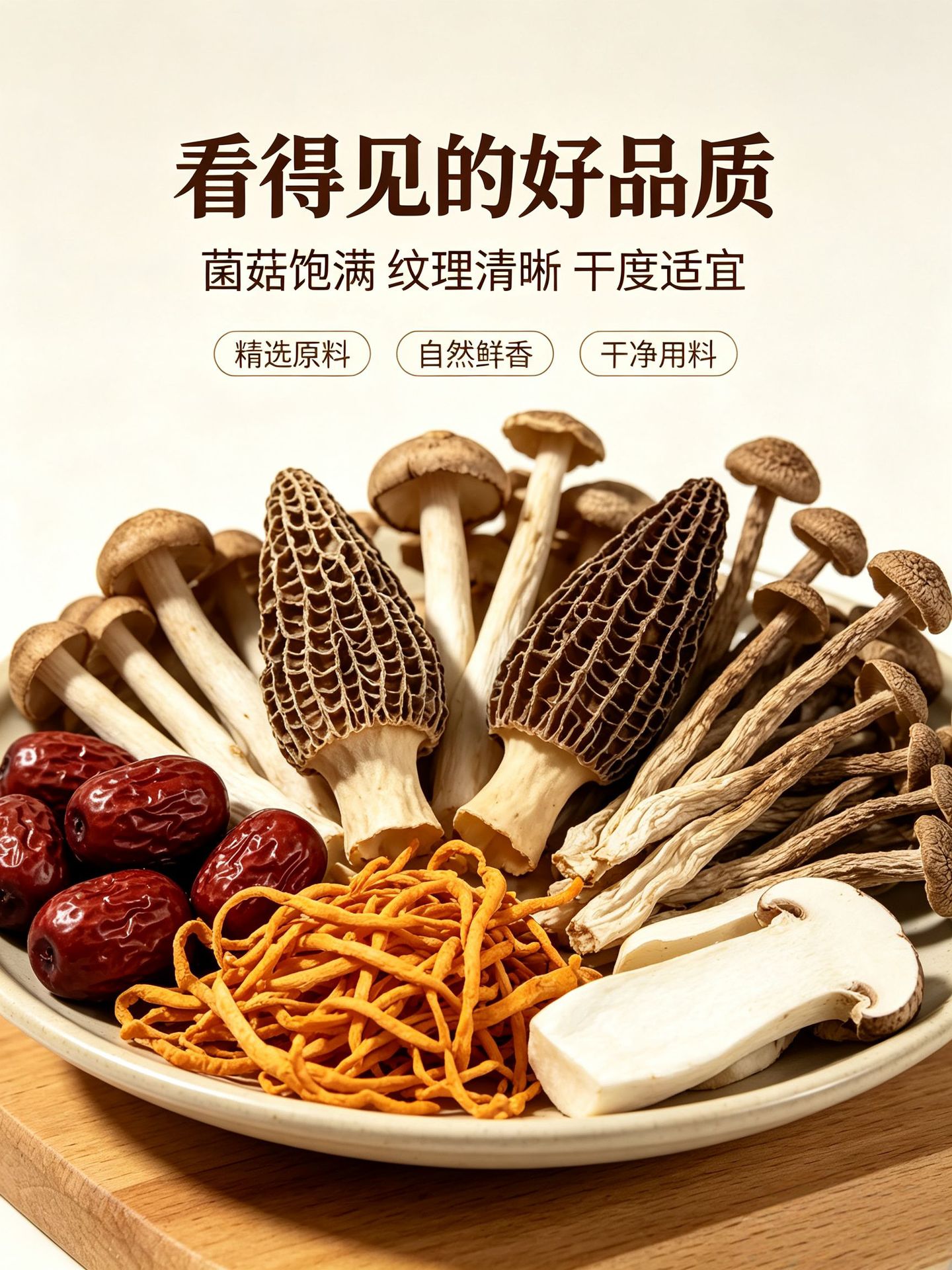 Seven Mushroom Soup Pack Qicai Jun Tang Bao Dried Mushroom Medley with Morel and Cordyceps Flower 50g Herbal Broth Mix overview