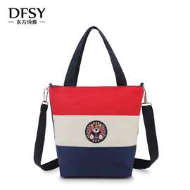 春新款加厚防水帆布手提包斜挎包时尚简约百搭单肩包潮流多功能跨