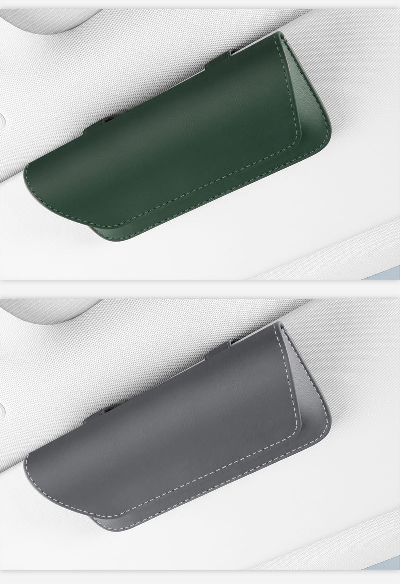 Car Glasses Case Leather Car Sun Visor Sunglasses Glasses Bag Bill Storage Holder Car Interior Accessories