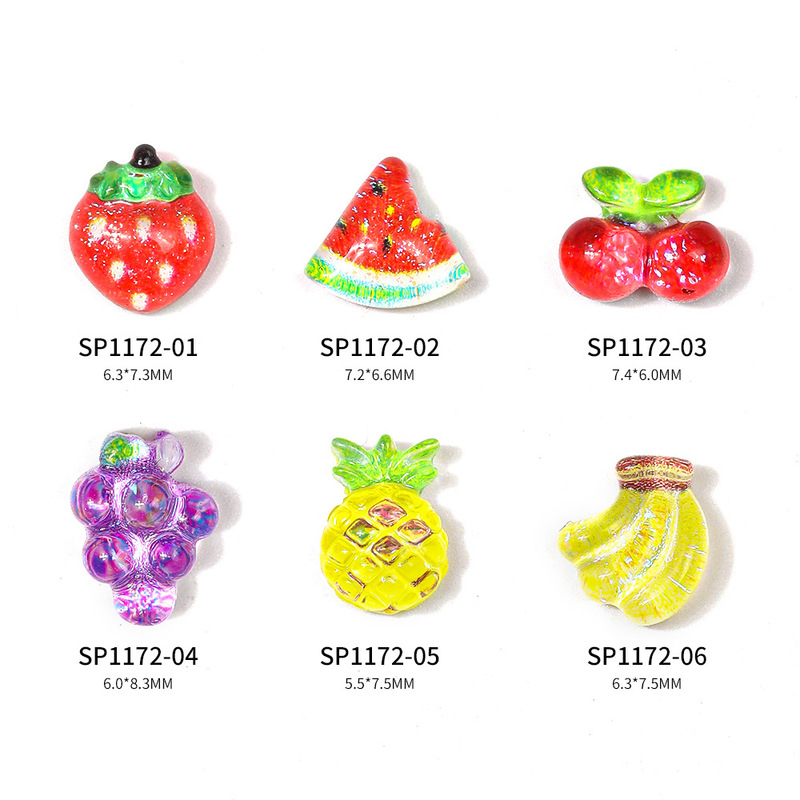 Summer Popular Fruit Nail Art Accessories Strawberry Grape Cherry Resin Acrylic DIY Stereo Nail Decoration