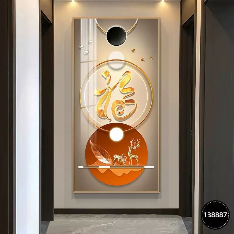 Pintura decorativa de entrada moderna de lujo ligera atmósfera Fu Zi de alta gama mística fondo mural decoración de muros colgantes de pasillo mural image 21