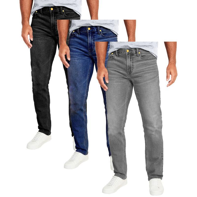 跨境Men's 3 Pack Flex Stretch Slim Straight Jeans with 5|undefined