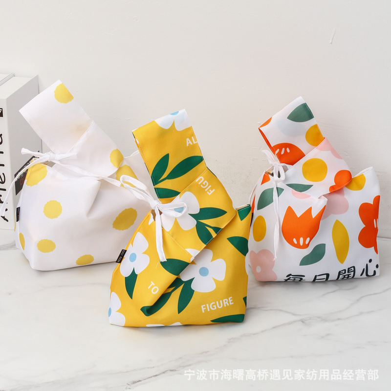 遇见手提便当袋带饭包上班学生防水简约可爱防水便携饭盒袋手提袋