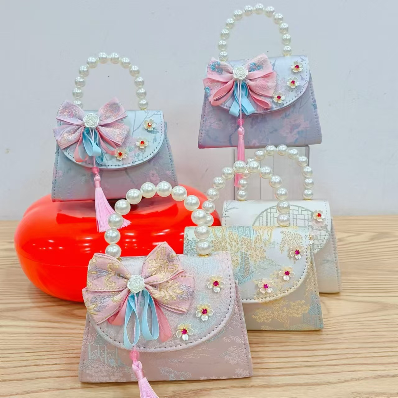 Bolso de princesa de estilo chino cadena antigua bolso de perla portátil para niñas bolso inclinado para niñas accesorios de ropa china bolso de cambio