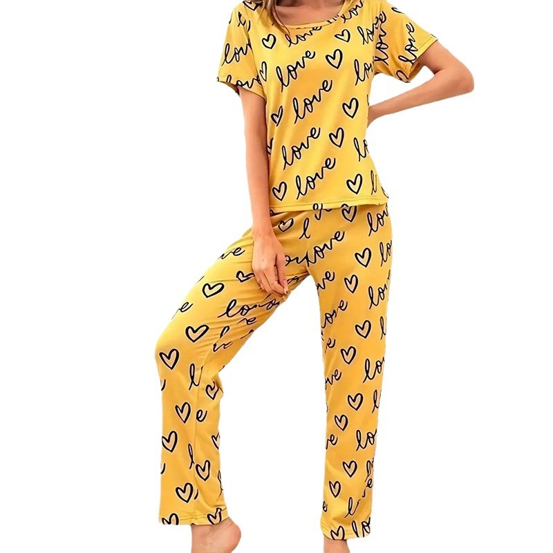 2025 Comercio exterior europeo y americano Rusia nueva ropa de mujer pijamas estampados primavera y verano ropa a domicilio traje de moda estampado