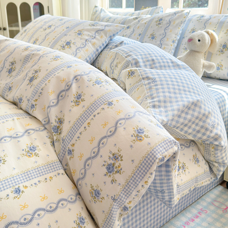 Cama de algodón de cuatro piezas 100 funda de edredón de algodón sábana dormitorio de tres piezas ropa de cama nueva 2025