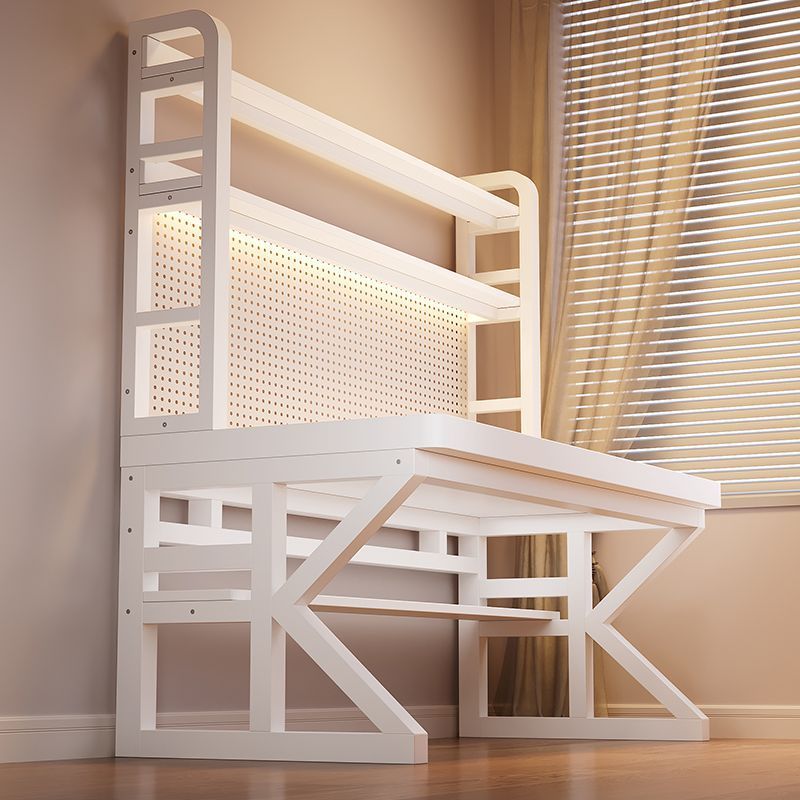 E-Sports Table Desktop Computer Table Bedroom Simple Student Solid Wood Hole Board with Home Desk Bookshelf Integrated Table