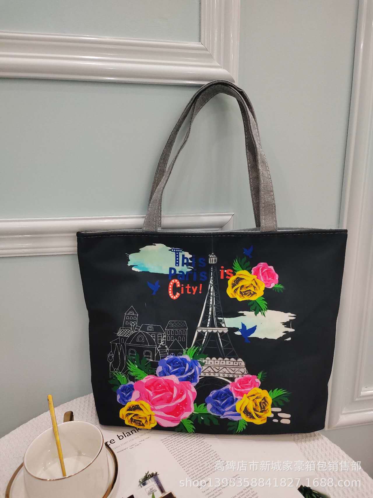 Bolsa de lona de gran capacidad para mujeres 2023 de alta temperatura de transferencia de calor bolsa de hombro de flores bolsa de lona bolsa de mujer bolsa de momia portátil