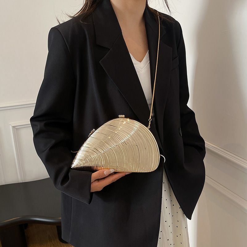 Gold New Acrylic Evening Bag Shell Bag Hand Evening Bag Chain Glitter Women's Bag Clutch Bag Shoulder Bag