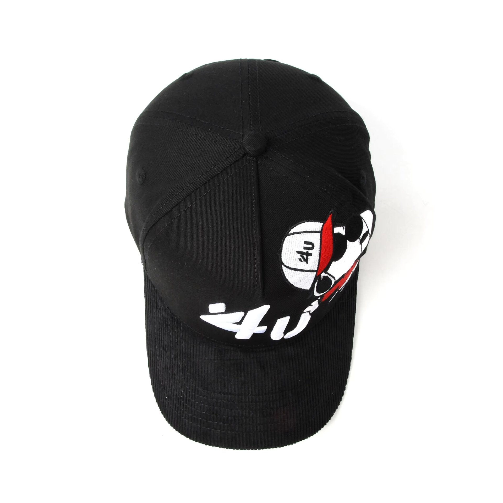 Gorra de béisbol de pana 4U, estilo personalizado de otoño e invierno, gorra de béisbol de lana gruesa, bordado de dibujos animados, gorra superior de 6 páginas
