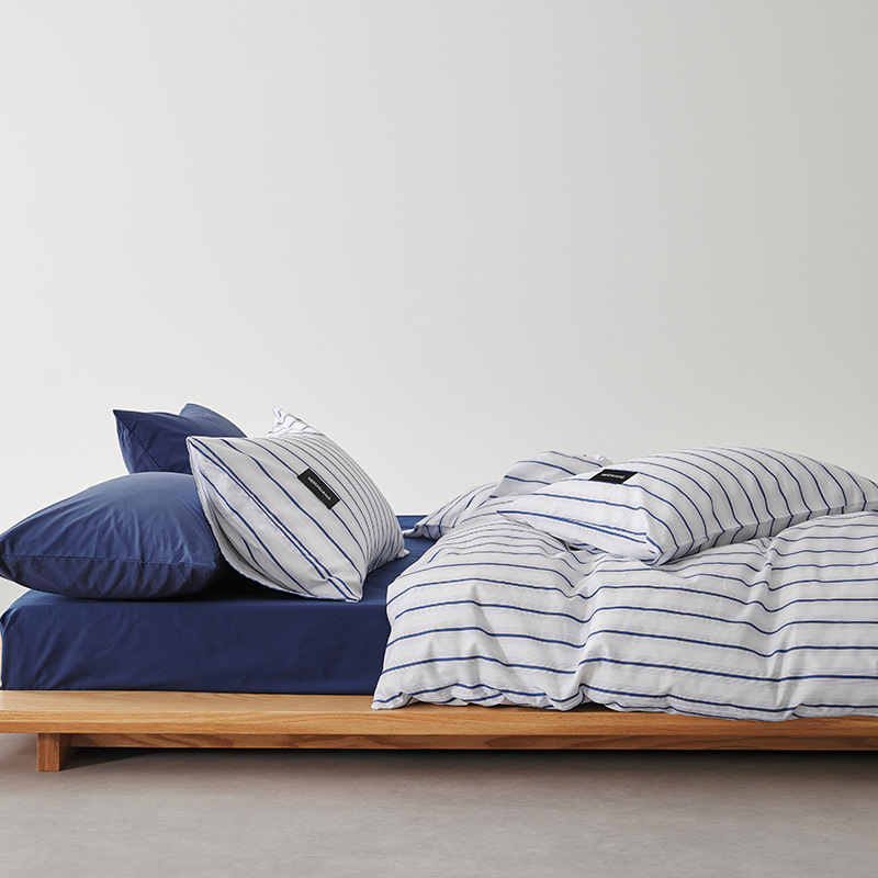 Four-piece Bedding Set, Pure Cotton Striped 100 Simple 2025 Model, Duvet Cover, Dormitory Bed Sheet Three-piece Set_voghion.com
