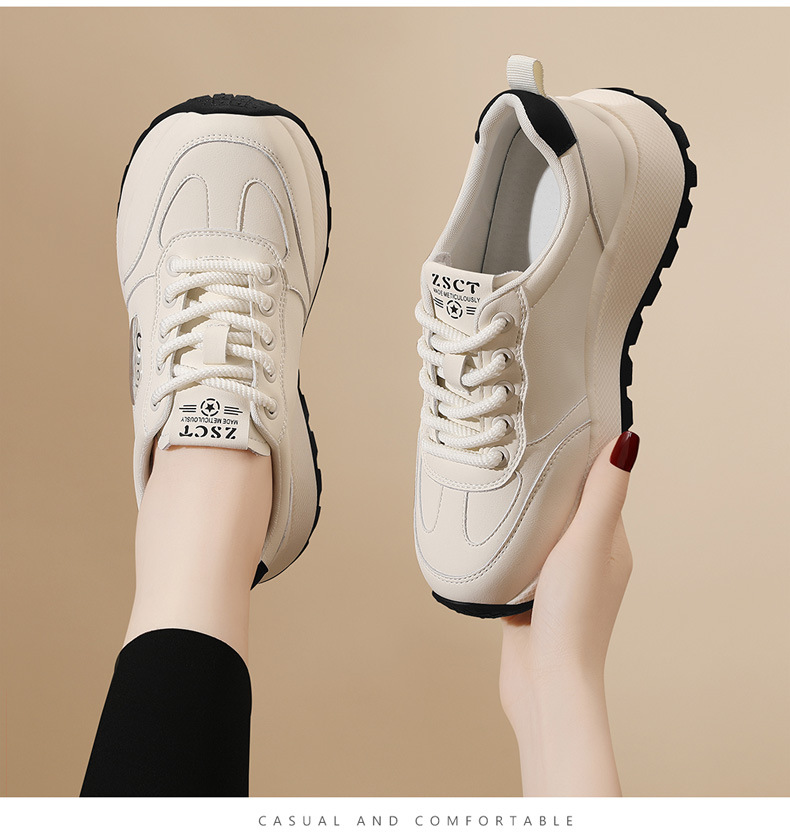 Chaussures blanches en cuir véritable, ballerines pour femme printemps-automne, chaussures de plage tendance, semelle souple en mesh, chaussures de sport et de loisirs légères_voghion.com