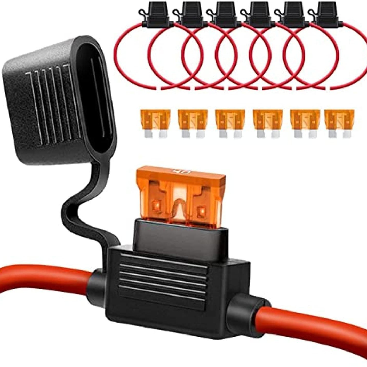 跨境批发 12PCS袋装 10AWG/40A内联插片式保险丝电路防水支架套件