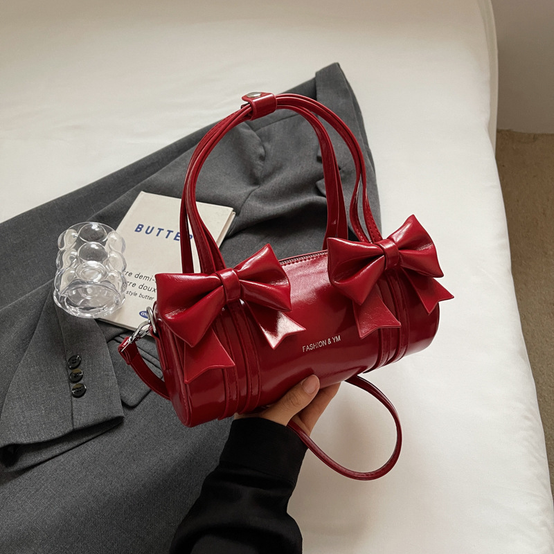 Super oblíbená dámská kabelka s mašlí, nová, jedno rameno, univerzální, crossbody, válcovitá, s mašlí, rok výroby 2024_voghion.com