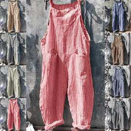 品质款2023秋季亚马逊ebay速卖通wish休闲女装棉背带裤休闲裤