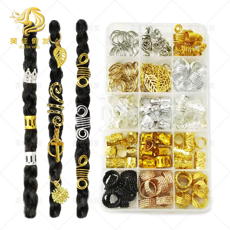新款外贸假发饰品环辫发配件发饰发环辫子脏辫装饰环空心辫接发环