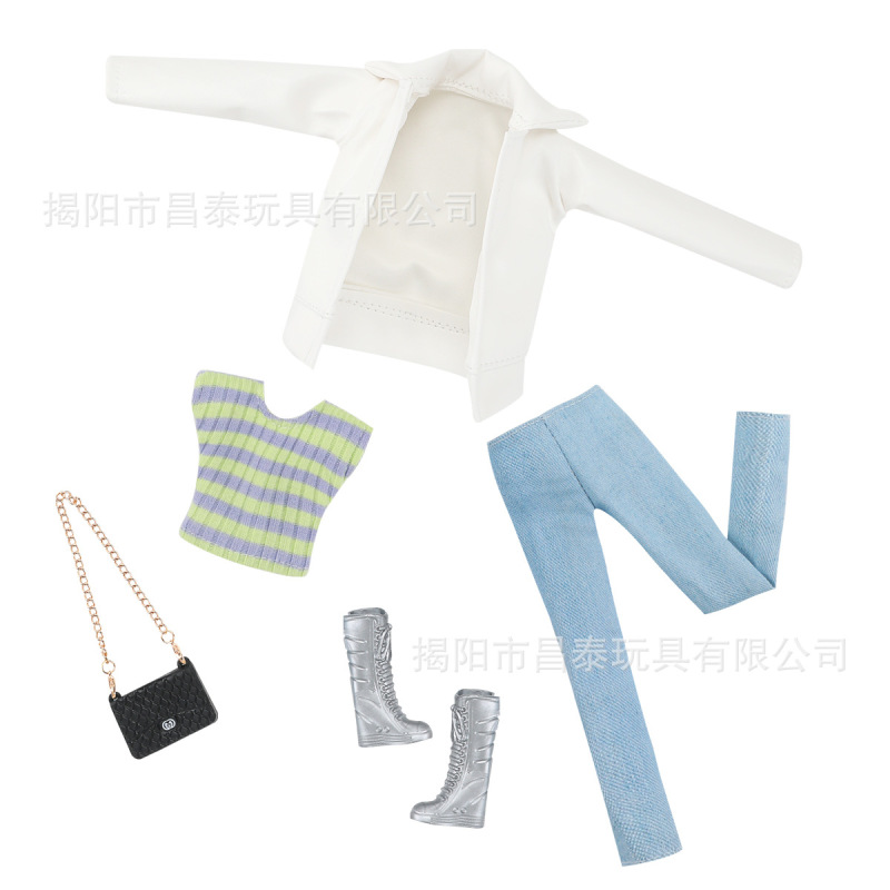 跨境袋装30厘米11.5寸关节时尚巴比娃娃冬天皮衣套装衣服换装玩具|undefined