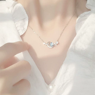 月亮星球项链轻奢小众设计感新款锁骨链高级送女友生日情人节礼物