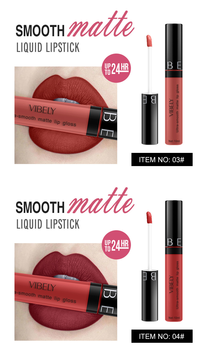 VIBELY Cross-border Makeup Amazon matte non-stick cup lip gloss Non-fading long-lasting liquid Lipstick Export version undefined