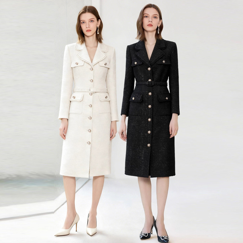 Aishangchen Tweed Chanel-Style Dress for Women, High-End Old Money Style Blazer Dress, Slimming Commuter French Dress