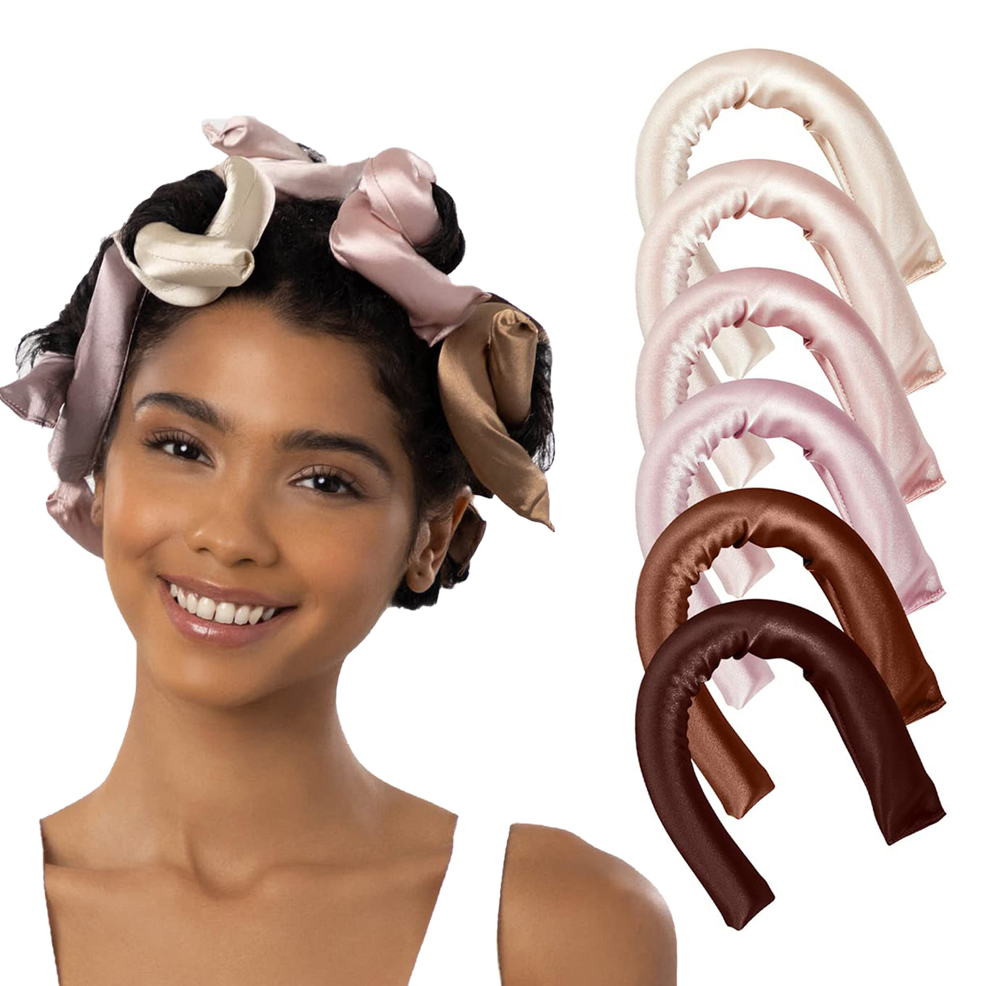 Rizador sin calor estilo amazon, set de 6 piezas de goma de 25 cm para ondas naturales