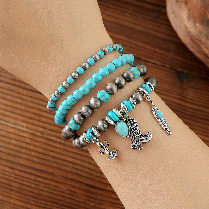 turquoise ethnic beaded bracelet handmade